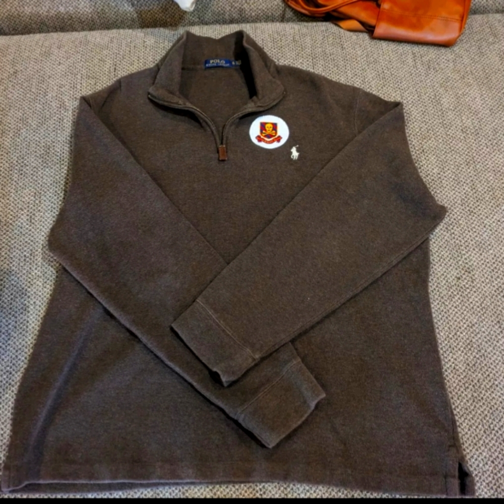 Polo by Ralph Lauren Men's XL quarter zip Brown Pullover Sweater